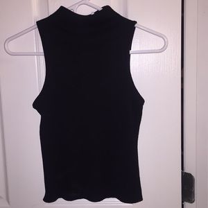 Topshop black ribbed turtleneck tank